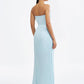 Strapless V Neck Pleated Corset Maxi Party Dress