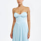 Strapless V Neck Pleated Corset Maxi Party Dress