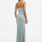 Sparkling  Strapless Maxi Dress with Cutouts and Crystals