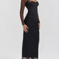 Elegant Sheer Corset Long Sleeve Maxi Dress