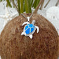 Necklace with sea turtle motif and sparkling blue opal