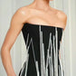 Cascading Chain Tassel Off-The-Shoulder Gown