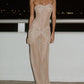 Glitter Mesh Gown with Ruched Bodice