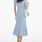 Knit Midi Dress with Gold Buttons