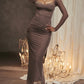 Elegant Sheer Corset Long Sleeve Maxi Dress