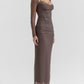 Elegant Sheer Corset Long Sleeve Maxi Dress