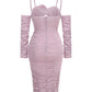 Elegant Mesh Hollow Midi Dress