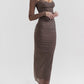 Elegant Sheer Corset Long Sleeve Maxi Dress