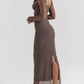 Elegant Sheer Corset Long Sleeve Maxi Dress