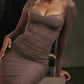 Elegant Sheer Corset Long Sleeve Maxi Dress