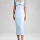 Pearl-Embellished Mesh-Overlay Sheath Dress