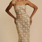 Halterneck Midi Dress with Intricate Crochet Detailing