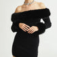 Luxurious Fur Collar Trimmed Dress
