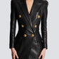 Leather Double-Breasted Blazer Dress