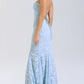 Lace Jacquard Tie-wrap Backless Maxi Dresses