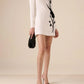 Floral Embroidered White Mini Dress with Long Sleeves