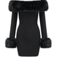 Luxurious Fur Collar Trimmed Dress