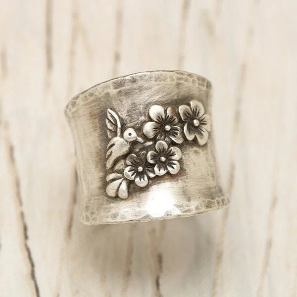 Vibrant Floral Wide Band Ring by Vogel