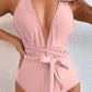 TIED CRISSCROSS ONE-PIECE SWIMSUIT
