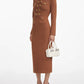Dark Brown Tweed Dress with Gold Button Detailing