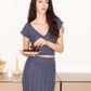 Cable Knit V-Neck Cropped Sweater with Split Skirt