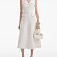 Sleeveless V-Neck Midi Dress with Pearl Buttons