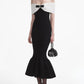 Off-the-Shoulder Mermaid Knit Dress with Bow Detail