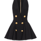 Deep V buttoned mini dress