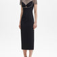 Pearl-Embellished Mesh-Overlay Sheath Dress