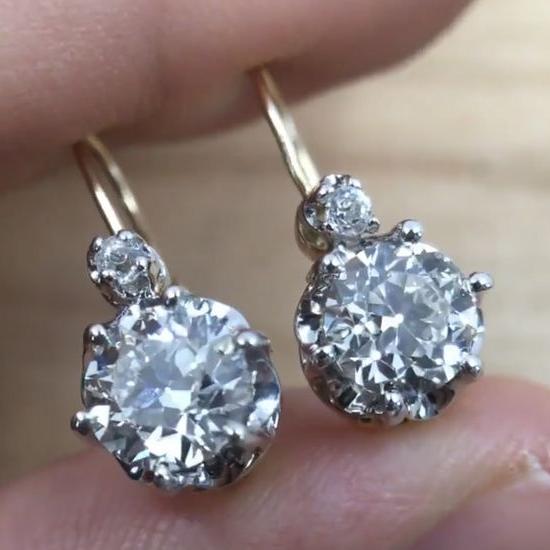 Stunning Vintage Platinum Zirconia Earrings