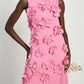 Sleeveless Turtleneck Floral Applique Dress