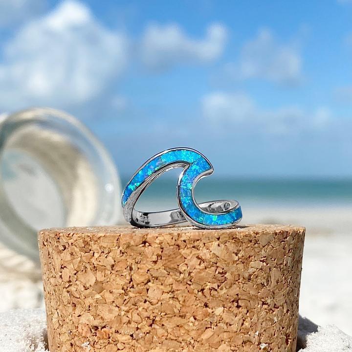 Wave Magic: Opal and Silver Jewelry Ring