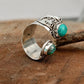 Adjustable ring with elegant double turquoise setting