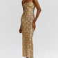 Halterneck Midi Dress with Intricate Crochet Detailing