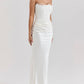 Elegant Strapless Satin Maxi Dress