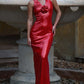 Rose Detail Sequin Backless Slit Hem Maxi Dress