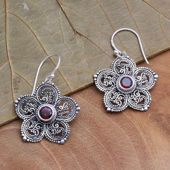 Enchanting Bohemian Red Crystal Floral Mandala Earrings