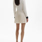 Pleated Knit Mini Dress with Pearl Buttons