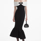 Off-the-Shoulder Mermaid Knit Dress with Bow Detail
