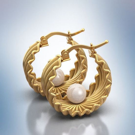 Charming Vintage-Inspired Gold Pearl Basket Earrings