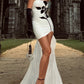 Elegant White Rose Applique High-Low Dress