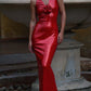 Rose Detail Sequin Backless Slit Hem Maxi Dress