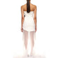 Elegant White Rose Applique High-Low Dress