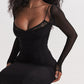 Elegant Sheer Corset Long Sleeve Maxi Dress