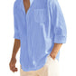 Cotton Linen Beach Button Down Shirt with Pocket (US Only)