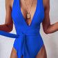 TIED CRISSCROSS ONE-PIECE SWIMSUIT