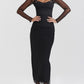 Elegant Sheer Corset Long Sleeve Maxi Dress