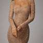 Glamorous Beaded Long-Sleeve Gown for Special Events