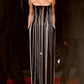 Cascading Chain Tassel Off-The-Shoulder Gown