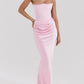 Elegant Strapless Satin Maxi Dress
